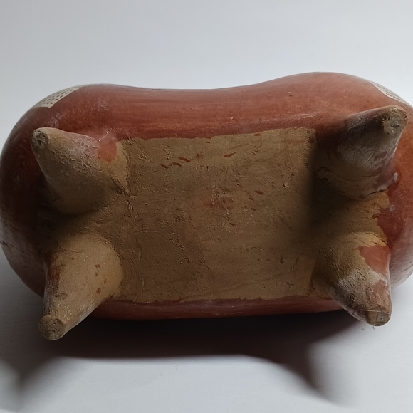 2 Headed Llama Alpaca Pottery Art Drinking Vessel Canteen Handmade Handpainted - Picture 6 of 6